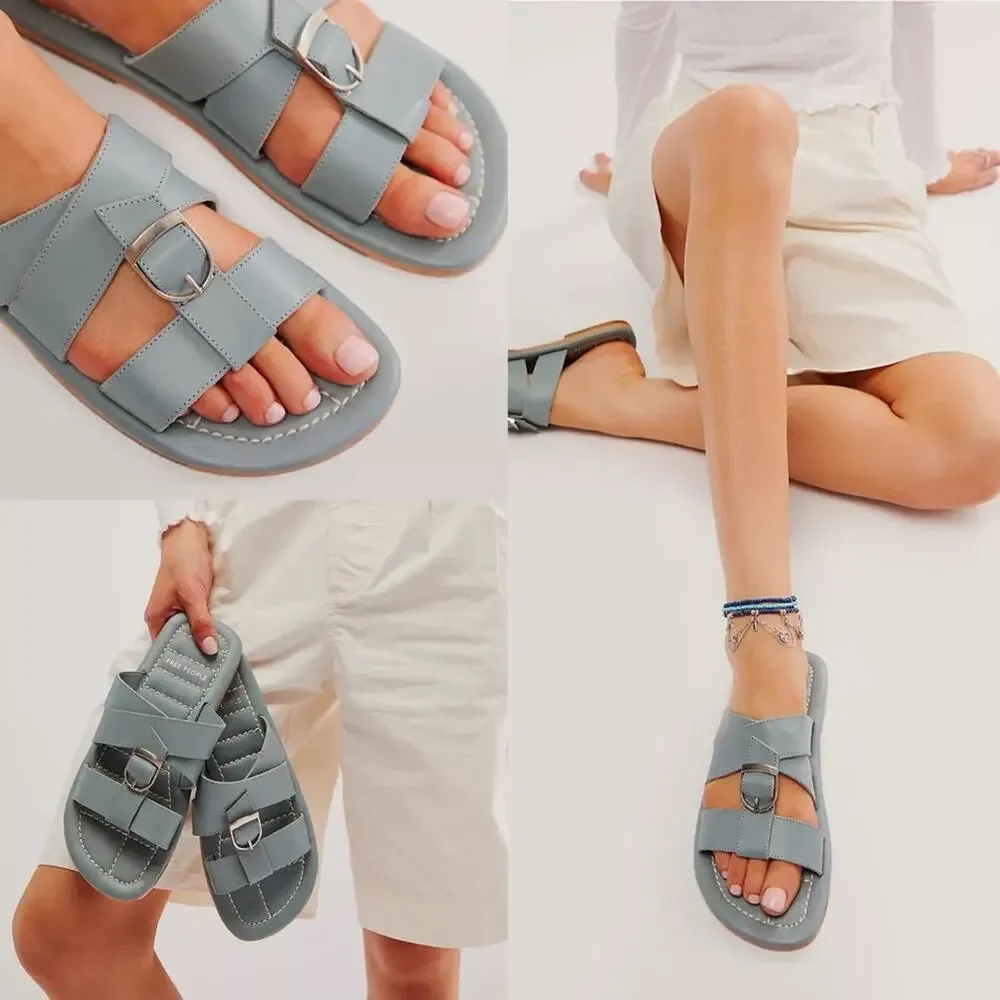 Free People Leather Buckle Sandal Sloan Size 9
